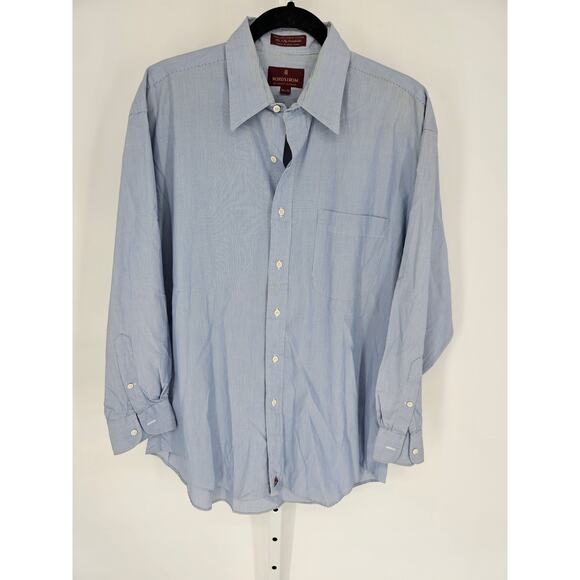Nordstrom Men's White Striped 2-Ply Broadcloth Relaxed Button-Up Shirt Size 15.5 - Picture 1 of 4
